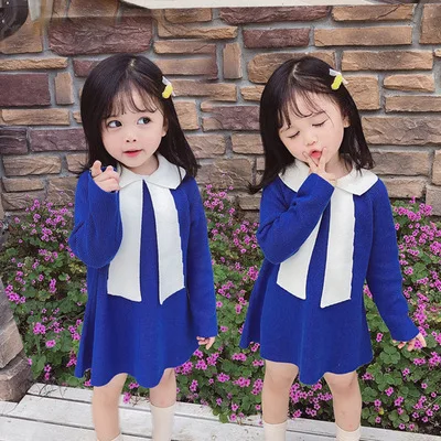 

Girls Knitted Yarn Dress 2019 Spring And Autumn New Style Korean-style Western Style Baby Princess Skirt Kids Childrenswear Fash