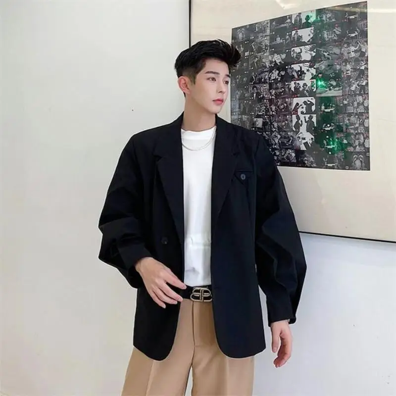 Men's Suit Jacket Spring And Autumn New Fashion Korean Lantern Sleeve Design Leisure Loose Large Size Coat