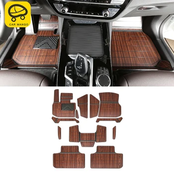 

CarManGo Car Floor Mats Set for Front 2nd Row Synthetic Wood Tray Wooden Pad Foot Mat Carpets for BMW X3 G01 2018 2019 2020