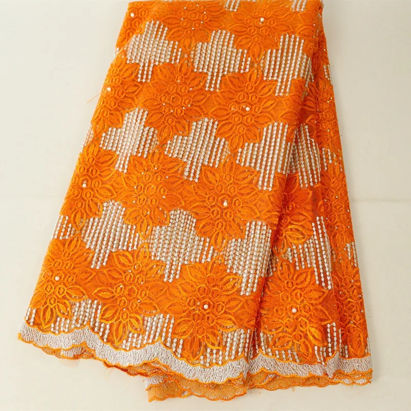 Лидер продаж нигерийские тяжелые бисерные кружева ткани высококачественные