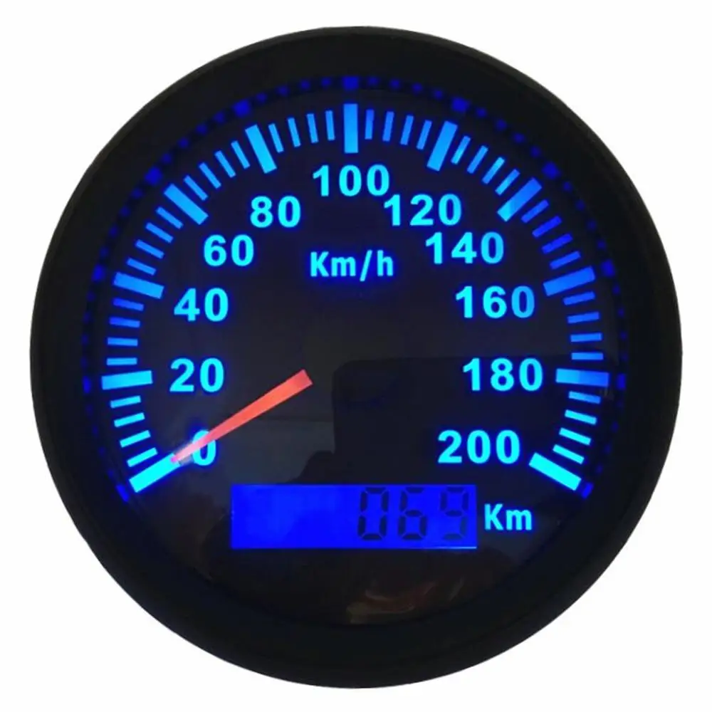 1pc 85mm Auto Tuning Gauges Black GPS Speedometers Ratemeters 0 200km/h Waterproof 316L Bezel