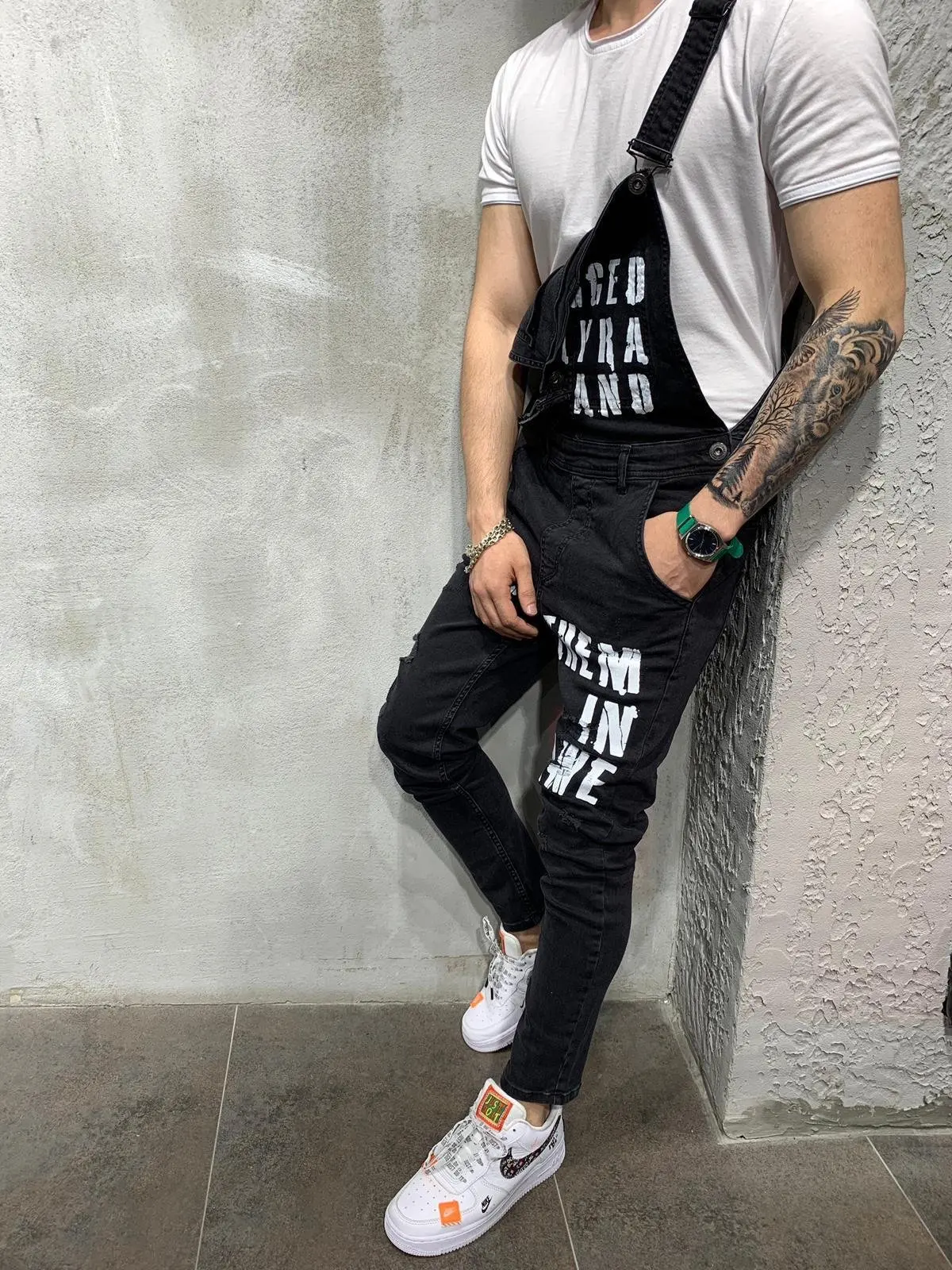 Горячая стиль Для Мужчин's Рваные джинсы комбинезоны Марка new FASHION Hi Street рваные джинсовые Комбинезон для человек штаны с подтяжками