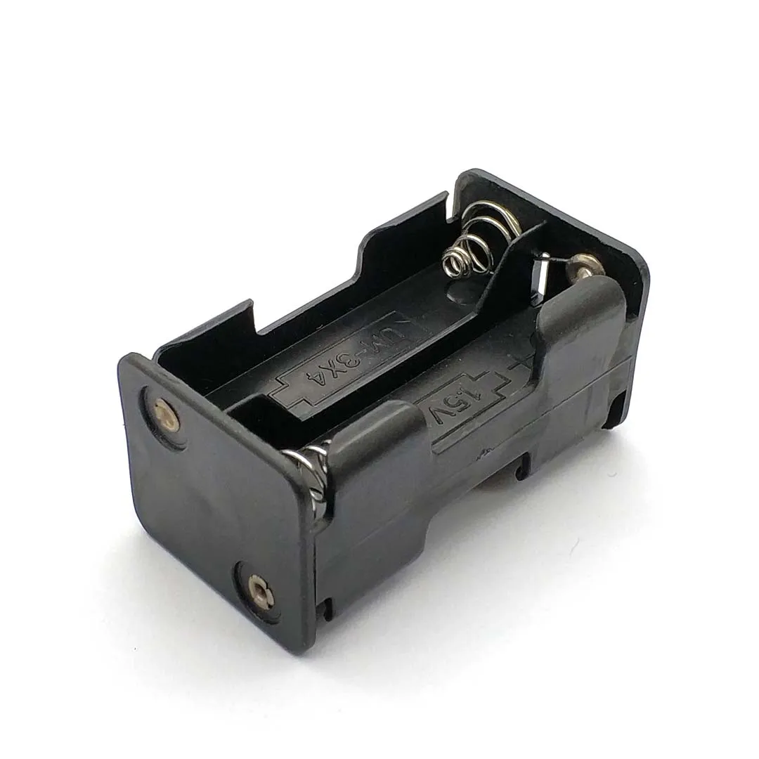 AA Battery Holder 6V for 4 X AA Batteries Black Plastic Storage Box Case Dual Layers with 9V Connector