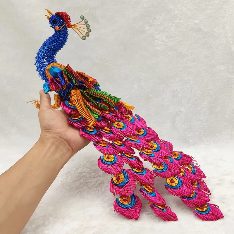 

Creative Hand-knitted Aluminum Wire Peacock Craft Model Ornaments Home Desktop Decoration Craft Gift Home Decoration Accessories