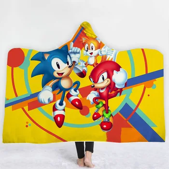 

Sonic characters pattern Character Hooded Blanket Adult colorful child Sherpa Fleece Wearable Blanket Microfiber Bedding style-4