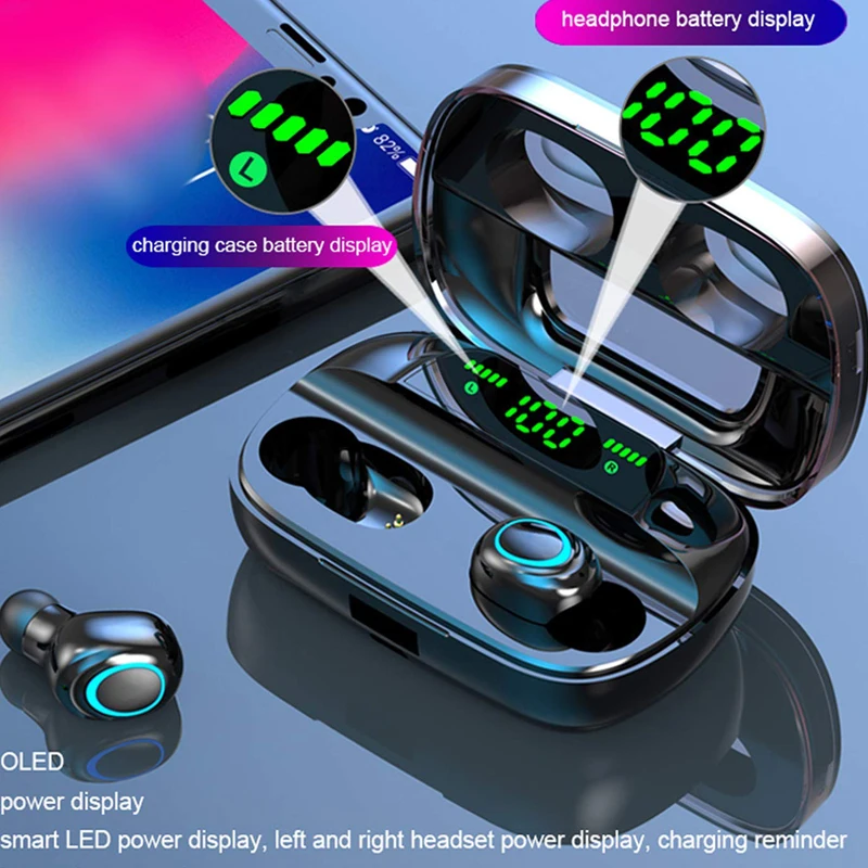 Olhveitra Bluetooth 5.0 Earphones TWS Wireless Headphones For iPhone Xiaomi Samsung Waterproof Handsfree Mic Ear Phones Headset |