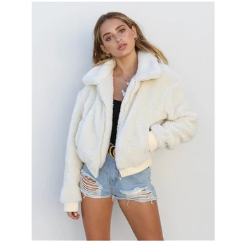 

2019 Fashion Trend Women Autumn Winter New Warm Teddy Bear Jackets Ladies Fleece Zip Solid Outwear Casual Warm Oversized Coats