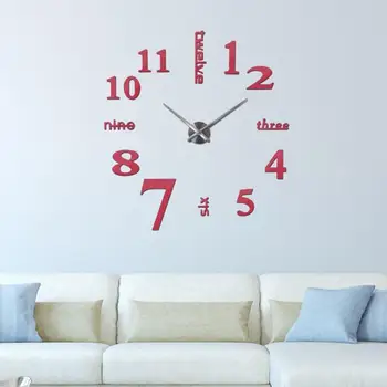 

Household DIY Creative 3D Wall Clock Acrylic Decorative Room Living Wallclock Home Dining Kitchen Room Clocks Wall Decor E5Y3