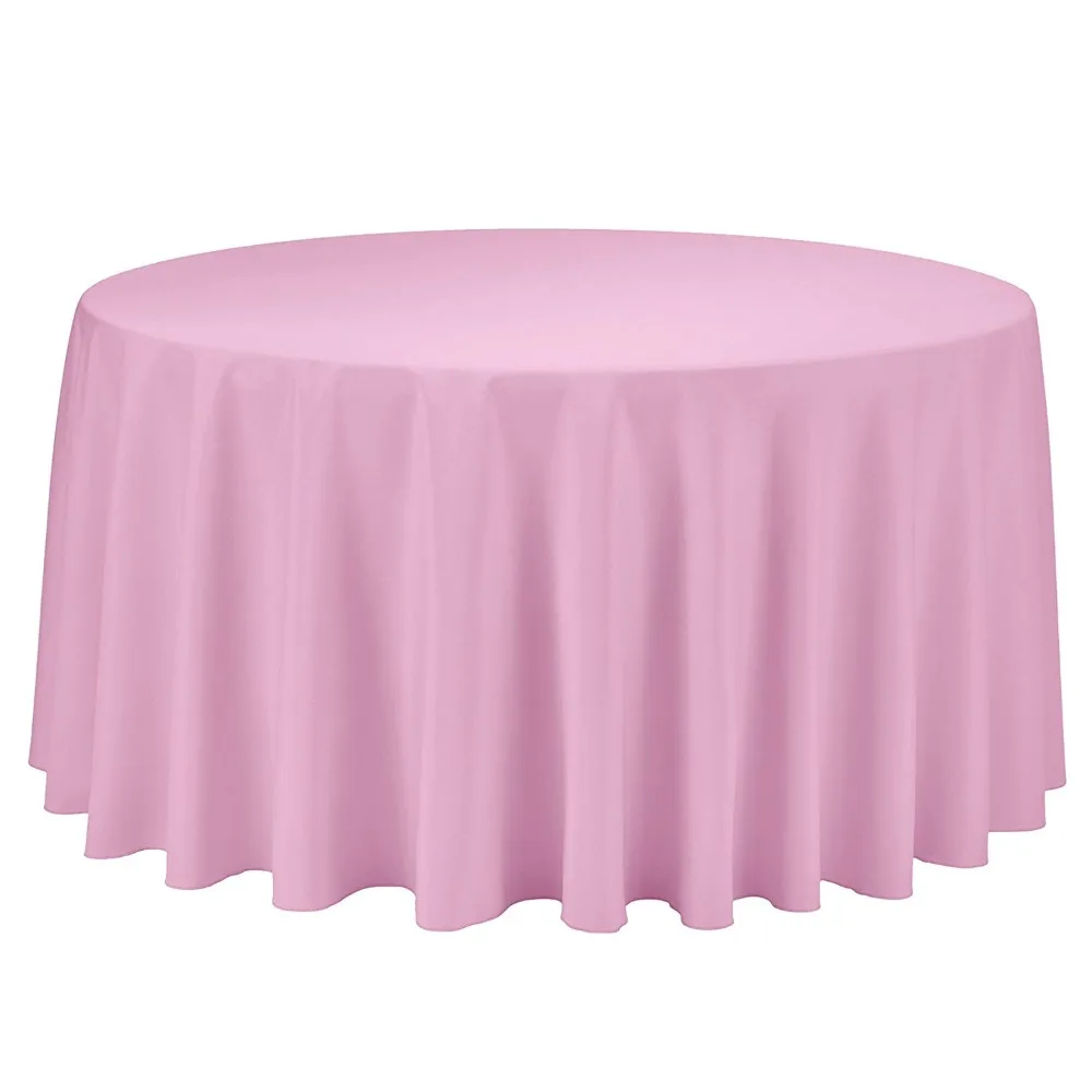 粉色涤纶圆形桌布