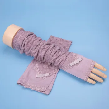 

Long Lace Sleeve Gloves Fingerless Women Summer Anti UV Sunscreen Lady Sun Protection Driving Gloves Women Opera Long Gloves