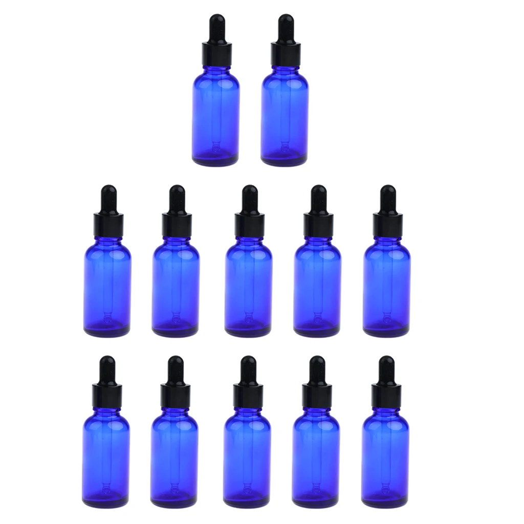 

12 Pieces 30ml Empty Essential Oils Bottles Liquid Aromatherapy Bottle with Glass Eye Dropper Cap, Clear/Green/Blue