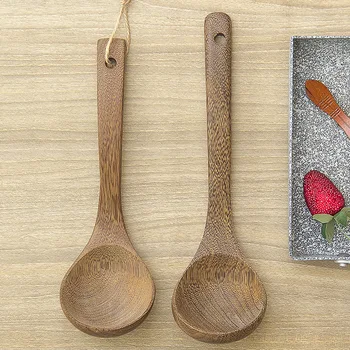

Wooden soup spoon chicken wing wood lacquer long handle household wok spoon porridge Japanese large wooden spoones