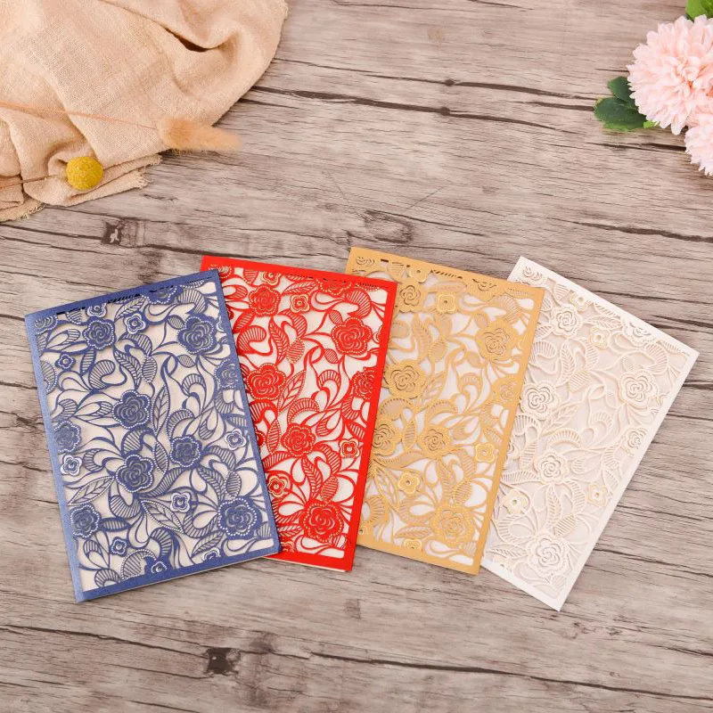 

50pcs Laser Cut Wedding Invitation Card Lace Flora Elegant Greeting Card for Bridal Shower Birthday Wedding Party Favor Supplies