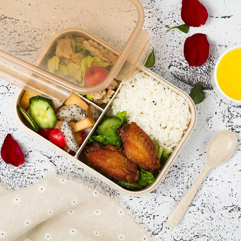 Герметичный независимый сетчатый Ланч-бокс Bento с 3 отделениями для микроволновой печи, Ланч-бокс для детей, портативный контейнер для еды