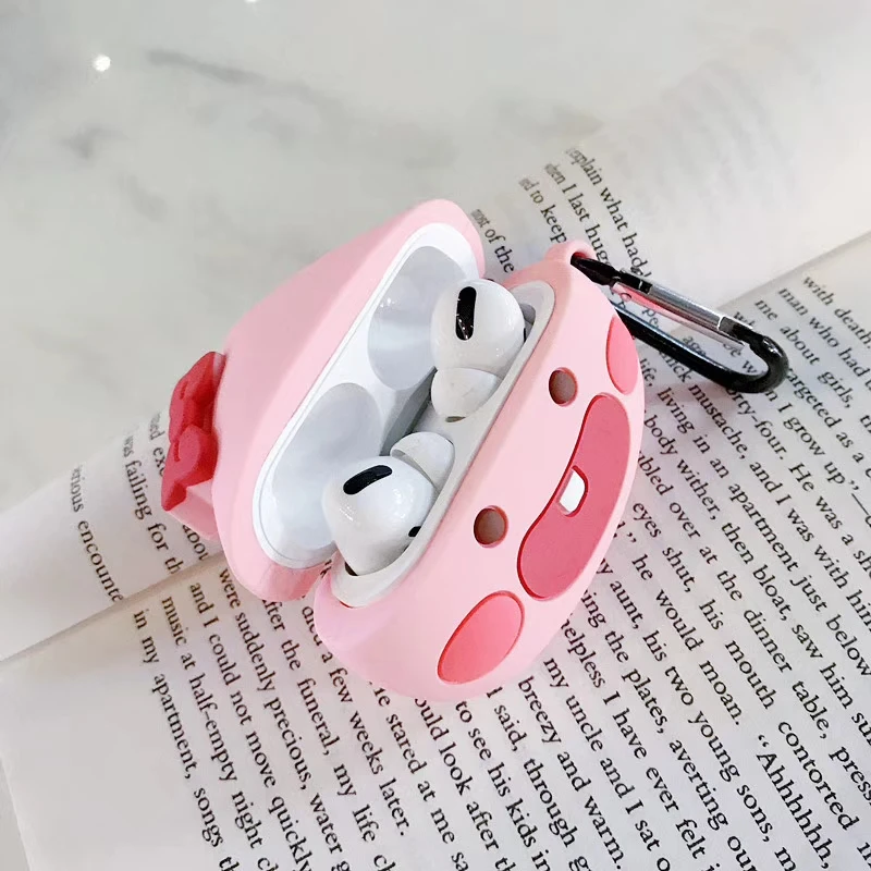 3D забавные милые клыки персик чехол для наушников для Airpods Pro Чехол мультфильм коробка гарнитура сумка Противоударный брелок