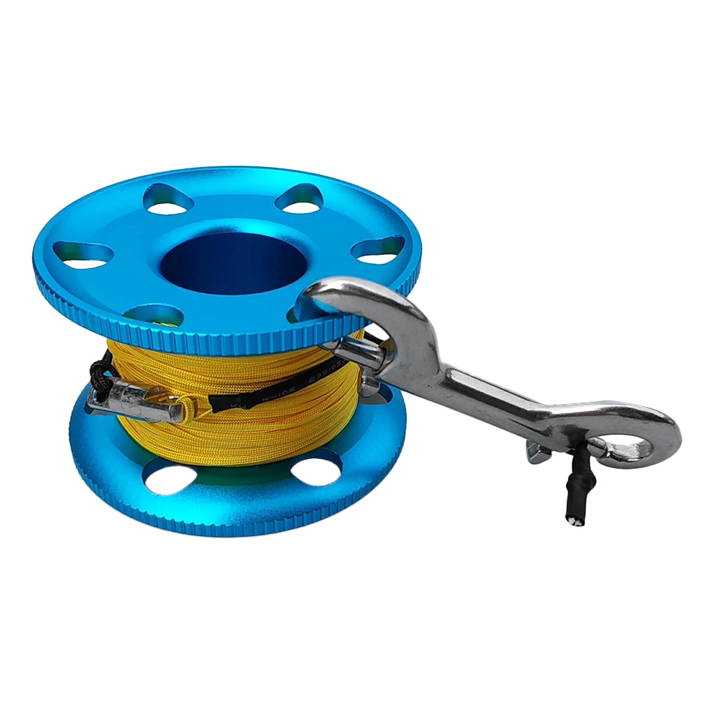 Алюминиевый сплав Дайвинг Finger Spool катушка для контроля уровня сахара в крови с 50 м/с возможностью погружения на глубину до 30 м/20 м линия, Болтовая защёлка для водные виды спорта Дайвинг палец шпуля - Цвет: Blue-30m