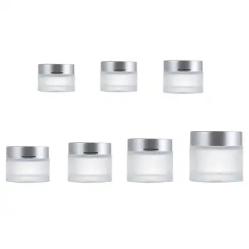 

1pc Frosted Glass Refillable Ointment Bottles Empty Cosmetic Jar Pot Eye Shadow Face Cream Container 5/10/15/20/30/50/100g