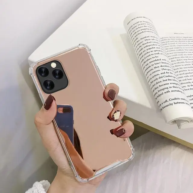 Rose Gold 360 градусов подушка безопасности DropProof зеркало для iPhone 11 Pro Max прозрачный мягкий силиконовый чехол для iPhone11 Pro 11Pro Max - Цвет: Rose Gold