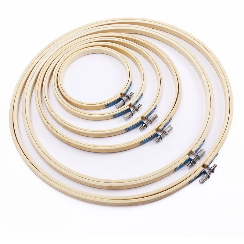 

6 Pcs In Set Round Natural Bamboo Wooden Sewing Embroidery Cross Stitch Ring Hoop - Diy Art Craft Handy Needlepoint Sewing Hoops