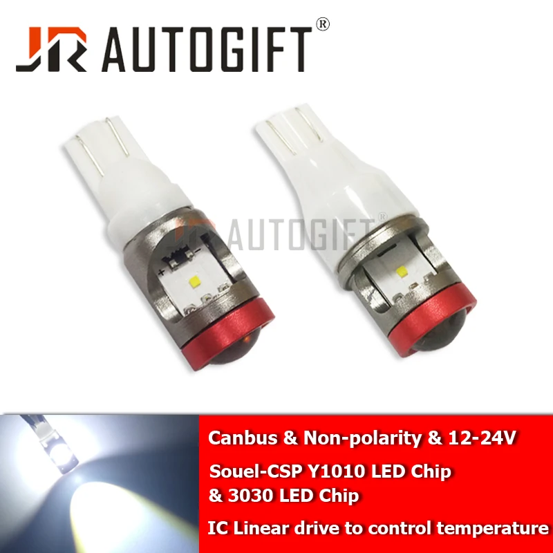 

2xSuper Bright T10 W5W 3030 LED CANBUS CSP CHIP T15 168 194 NoError 12-24V Nonpolarity Car LED Auto Clearance License Plate Bulb