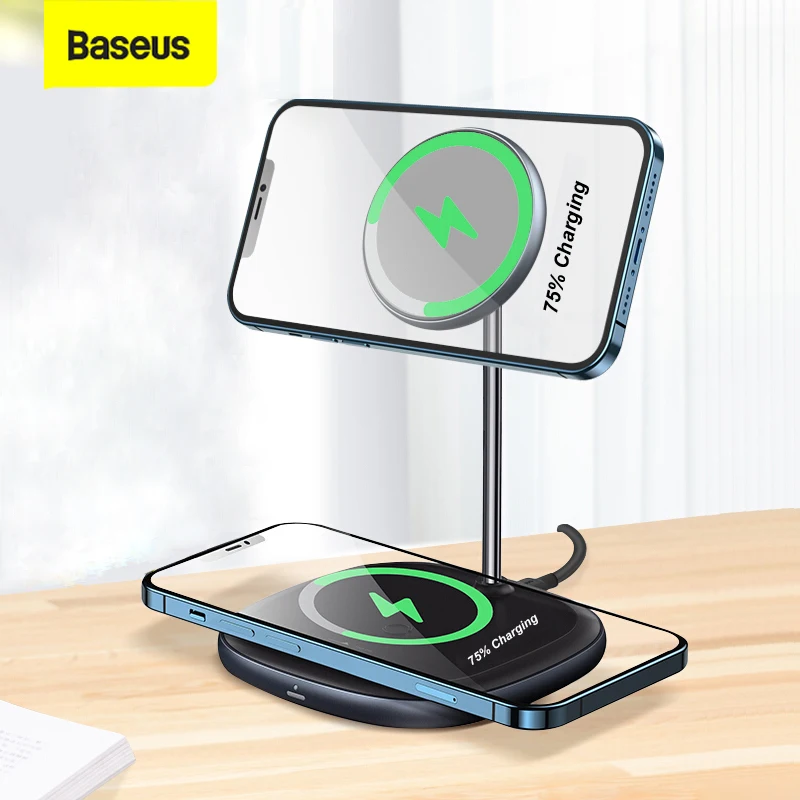 Baseus Magnetic Wireless Charger Stand For iPhone 12 11 Pro Max Xiaomi Fast Charging Dock Station For Airpods 20W Phone Charger