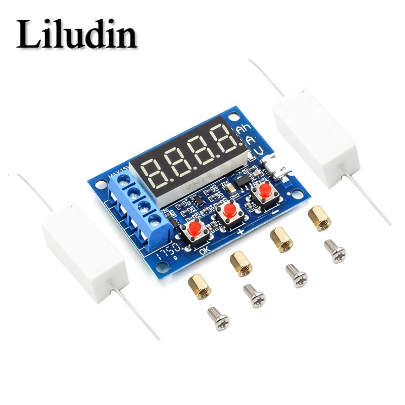 Battery Tester LED Digital Display 18650 Lithium Battery Power Supply Test Resistance Lead-acid Capacity Discharge Meter ZB2L3