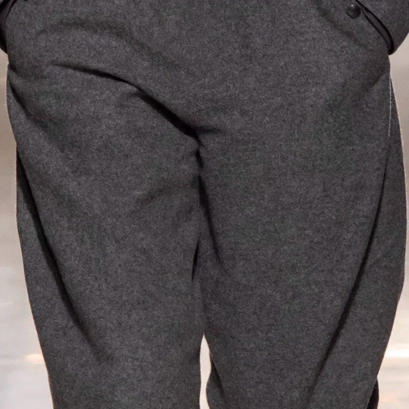 Men Harun Trousers Autumn And Winter New Thickened Woolen Retro Fashion Popular Leisure Large Size Trousers Loose