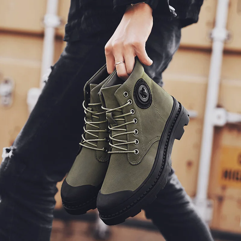 

Autumn And Winter Hight-top Retro plus Velvet Warm Martin Boots Anti-slip Wear-Resistant Worker Boot Sand Desert Boots Men's