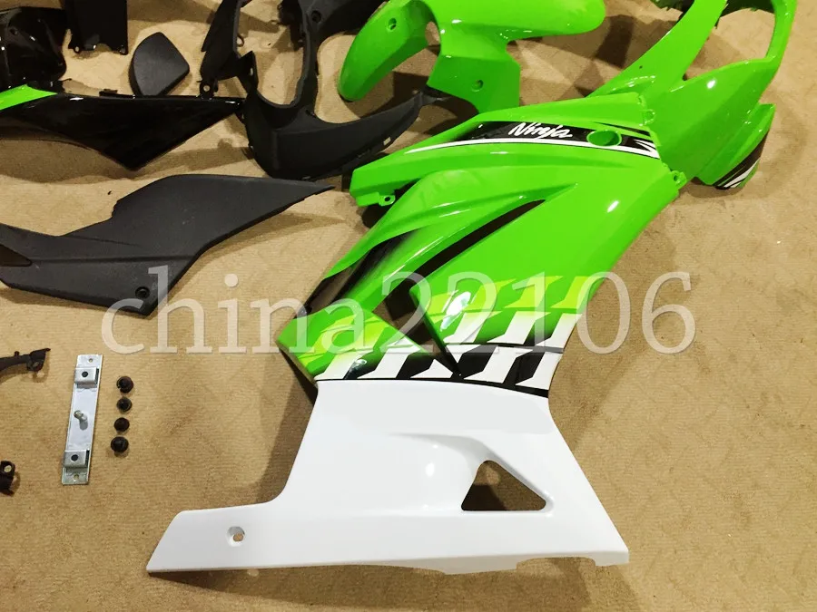 ABS Обтекатели комплект подходит для Kawasaki Ninja 250 EX250 ZXR250 2008- 08 09 10 11 12 13 14(литья под давлением) белый зеленый холодный