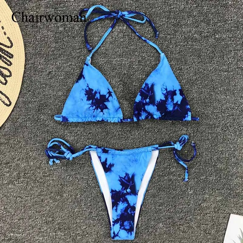 

Sexy render Print Bikini Female Swimsuit 2019 Women Swimwear Two-pieces Bikini set Brazilian Bather Halter Strappy Bathing Suit