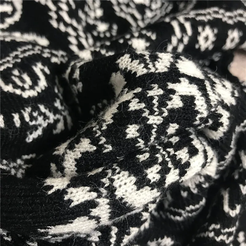 Роскошный дизайнерский брендовый вязаный свитер для женщин, винтажный свитер с высоким воротником, черно-белые кисти в этническом стиле, вязаный пуловер, свитер