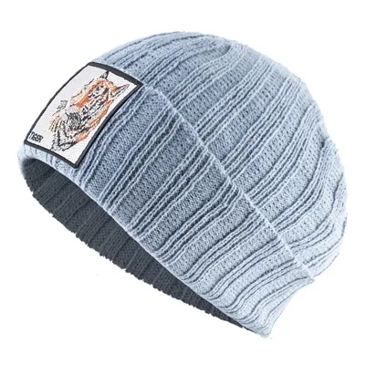 Зимняя шапка в форме животного Beanie Мужская Женская теплая шапка Bonnet Homme Hiver - Цвет: gray tiger