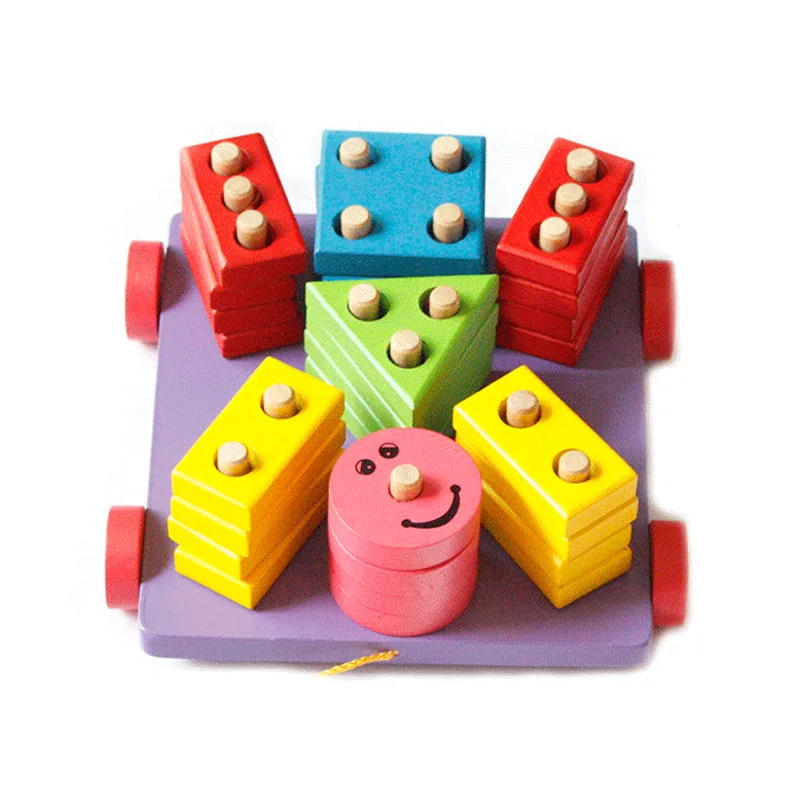 Строительные блоки, детские развивающие игрушки, развивающая форма настроения, подходящие тракторы, деревянное кольцо, чехол для настроения, колонна для автомобиля