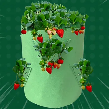 

Hanging Strawberry Planting Bag Wall Durable Nonwovens Planting Pouch Nursery Container Strawberry Bag for Garden Outdoor A35