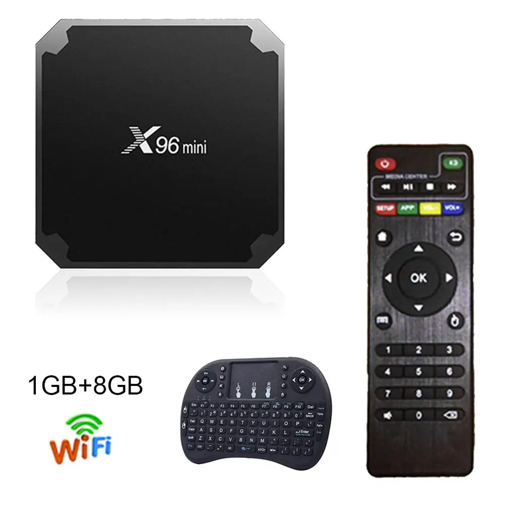 X96 мини Android7.1 Смарт ТВ коробка 1+ 8 ГБ/2+ 16GB Amlogic S905W 4 ядра 2,4 ГГц Wi-Fi IPTV Set-top Box с инфракрасное усиление - Цвет: 1G 8G with Air Mouse