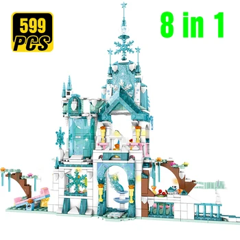 

Princes Ice Snow Queen Magic Castle Model Building Blocks Friend Carriage Figures Educational Toys Brick Girl Children