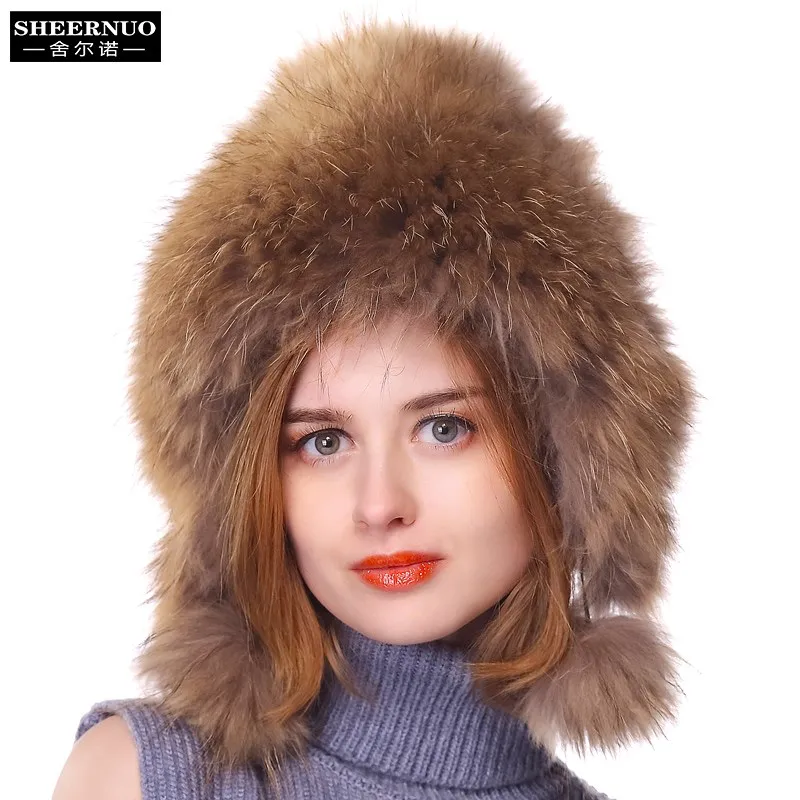 Мягкая меховая шапка женская зимняя утолщенная теплая защита ушей милая и милая корейская модная меховая шапка из лисьего меха женская зимняя - Цвет: Коричневый