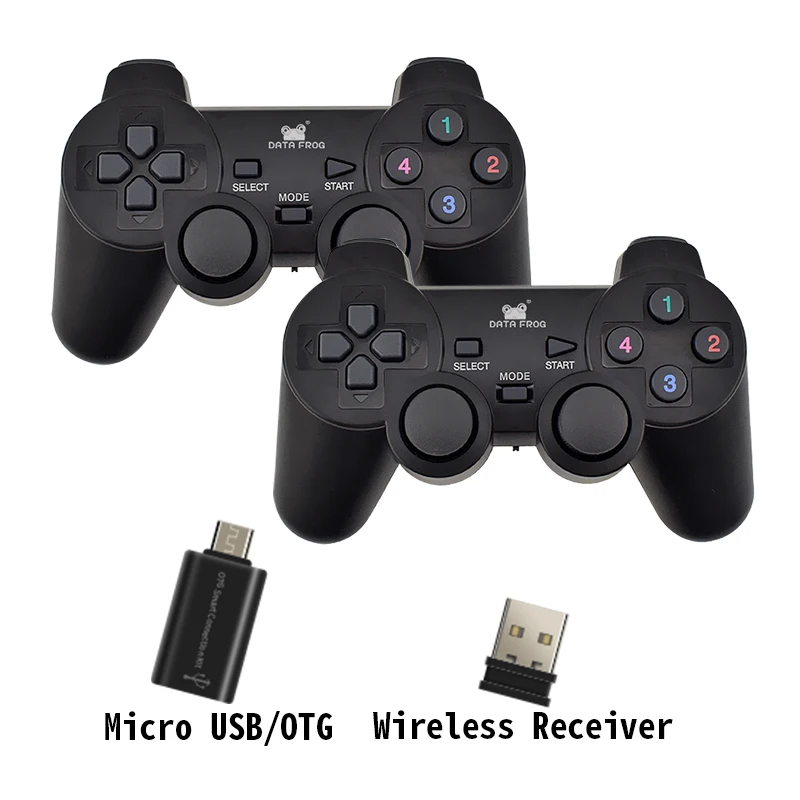 With Micro USB OTG Данные лягушка 2 игрока 2,4G беспроводной игровой Геймпад контроллер для Android смартфон джойстик для Android ТВ коробка для Джойстики для ПК - Цвет: With Micro USB OTG