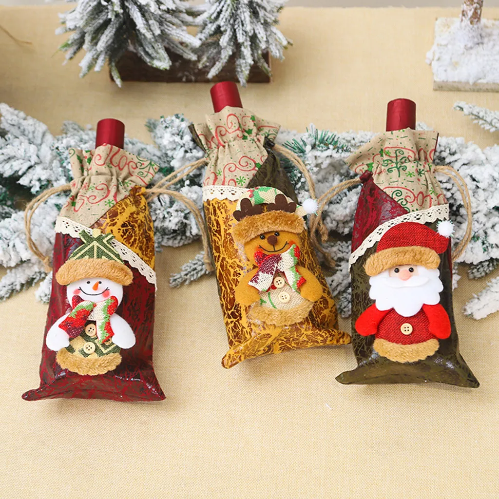 Merry Christmas Santa Wine чехол для бутылки рождественские праздничные вечерние украшения стола подарочные крышки для бутылок сумки крышки бутылки Рождественский подарок декор