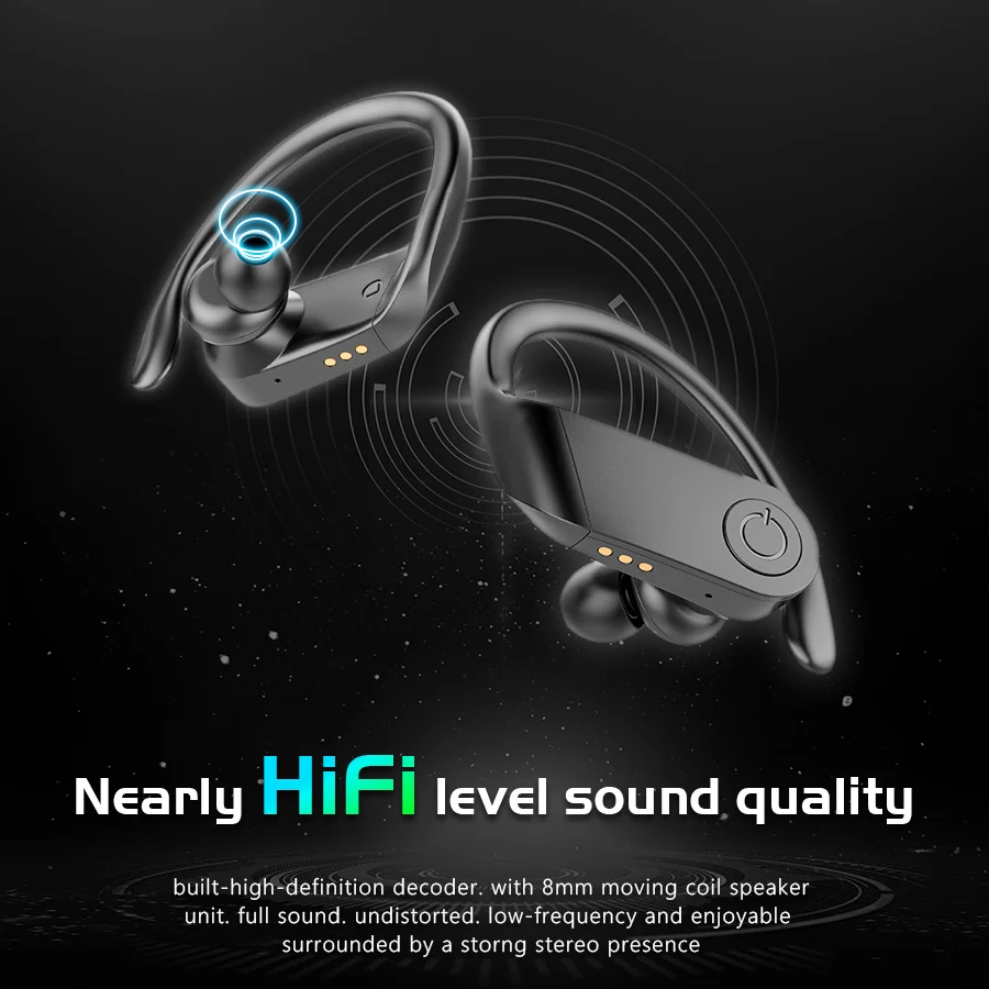 Bluetooth Earphone 5 0 Wireless Headphone TWS Stereo Noise Canceling Earbuds with Ear Hook Sport Headset for Iphone for Xiaomi