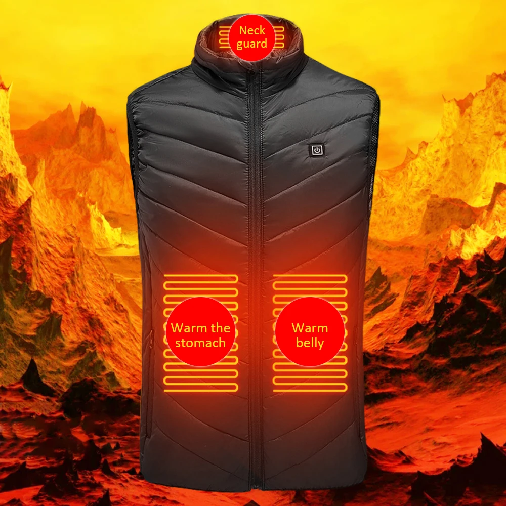 

9 Areas Heating Vest Men Women Electric Heating Jacket Winter Warm Jacket Usb Power Bank Powered Rechargeable Outdoor Vest