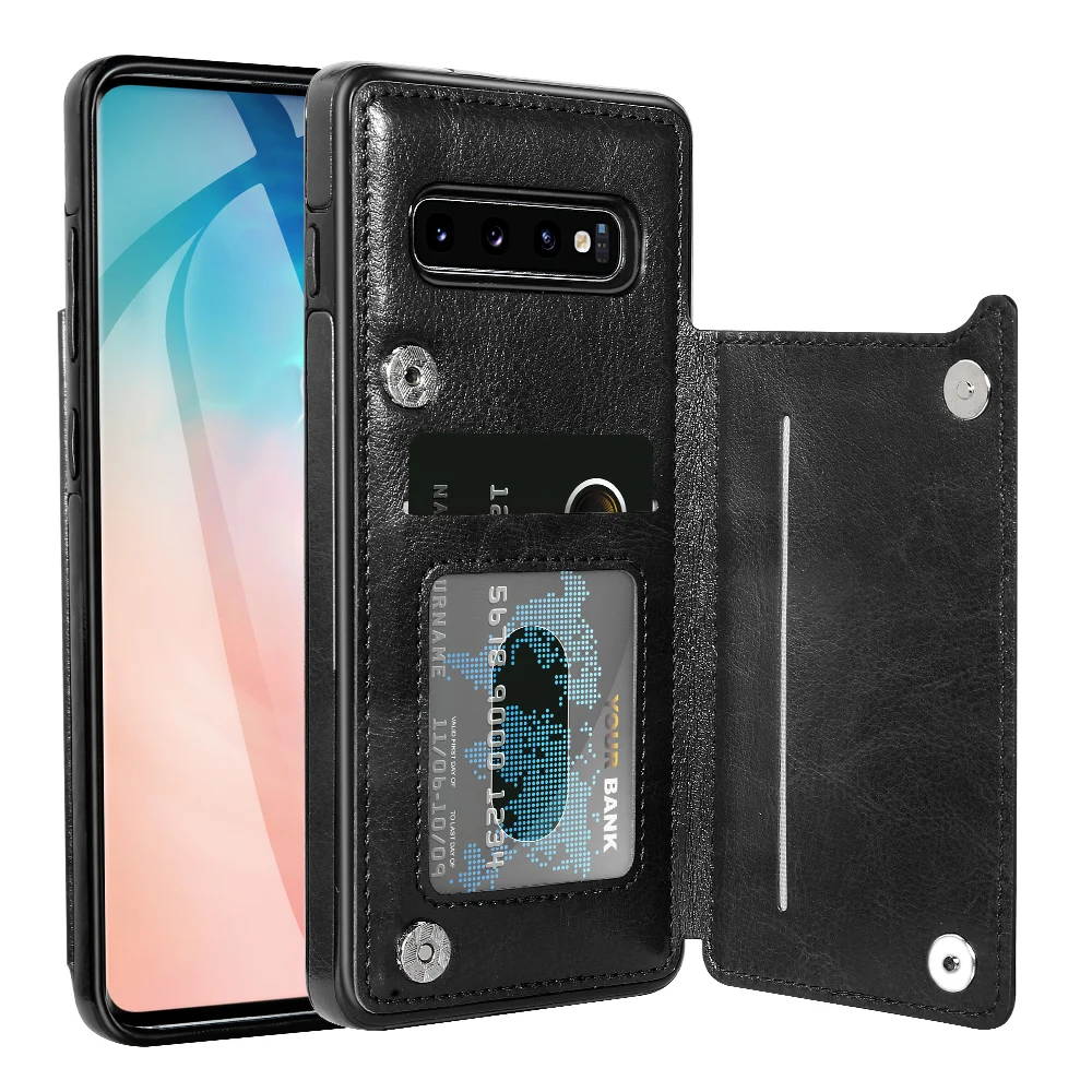 Черный KISSCASE Leather Wallet Case For Samsung A50 Case Card Slot Holder Cover For Samsung S10 Plus S8 9 7 Note 10 Plus A40 A70 Coque - Цвет: Черный