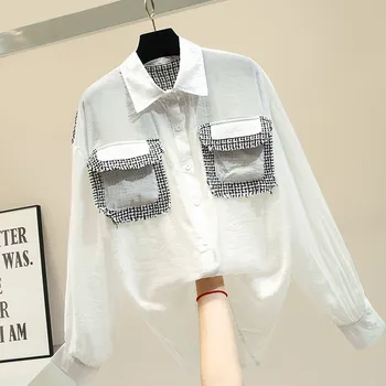 

Autumn Long Sleeve Shirt for Women 2019 New Hong Kong Style White Shirt Femme Lady Black Lapel Blouse Blusas Basic Tops Nancylim