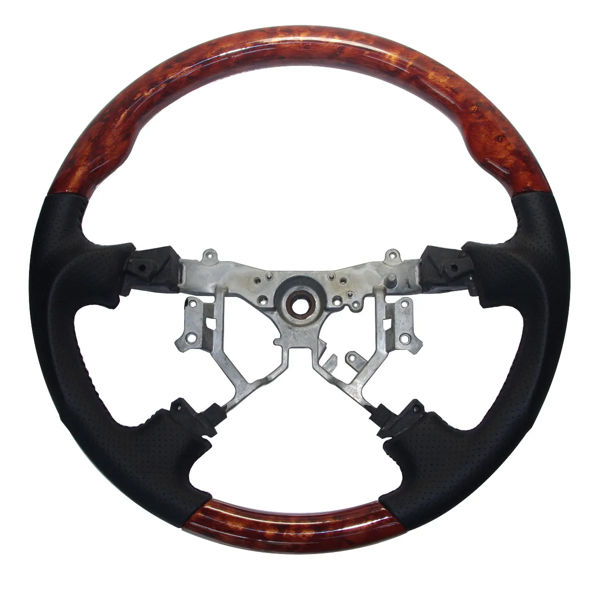 Кожа резьба по дереву рулевого колеса для 2003-2009 Toyota 4runner Sequoia Sienna, Tundra модель CAMRY Previa Tacoma Hiace Estima Hilux - Цвет: Black Leather