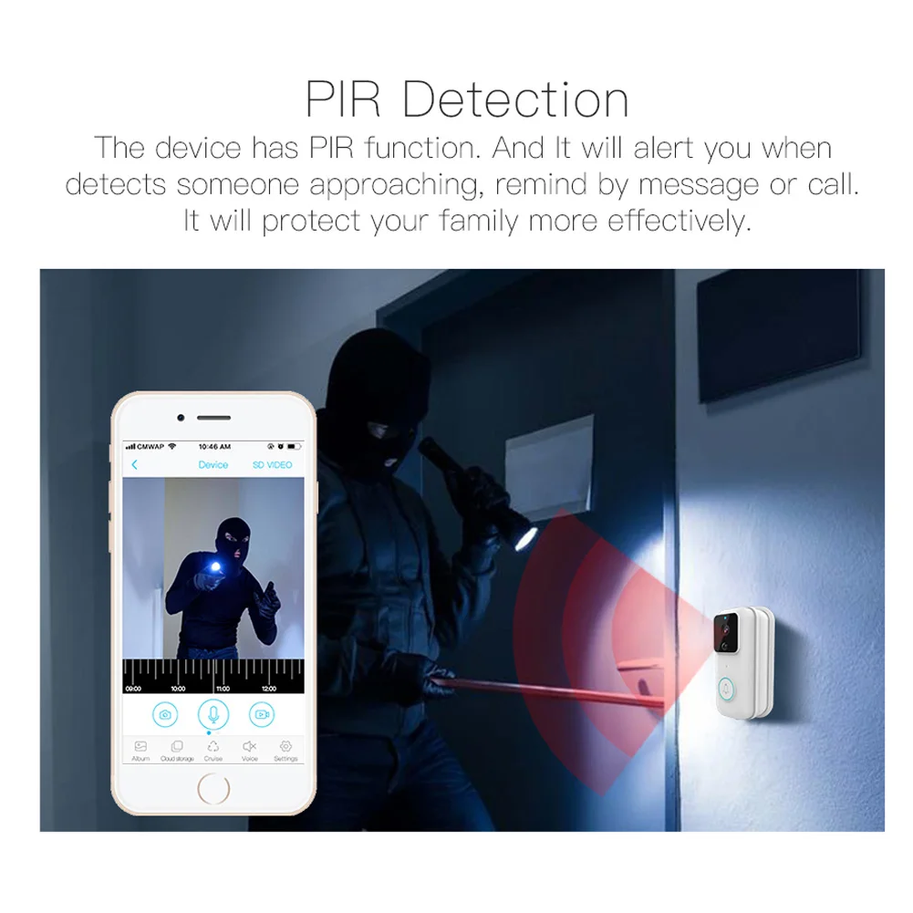 

Smart Doorbell Wireless WiFi 1080P Remote Monitoring Video Voice Two-way Intercom Anti-theft Video Doorbell VJ-Drop