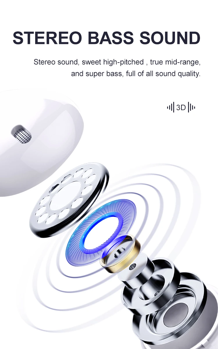 D019 Portable TWS Wireless Bluetooth 5.0 Earphone 3D Stereo Sound Earbud Headset Led Digital Display Charging Case