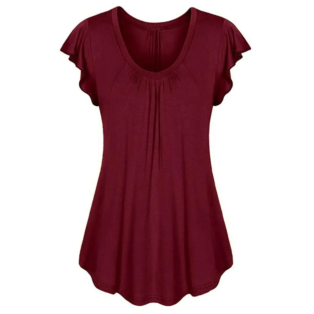HotWomenTshirts2021SolidColorScoopNeckShortRuffledSleeveShirtsBottomingTopWomen.jpg