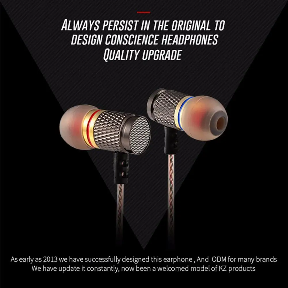 Hi Fi наушники с микрофоном KZ EDR1 специальное издание покрытым золотом корпусом 3 5