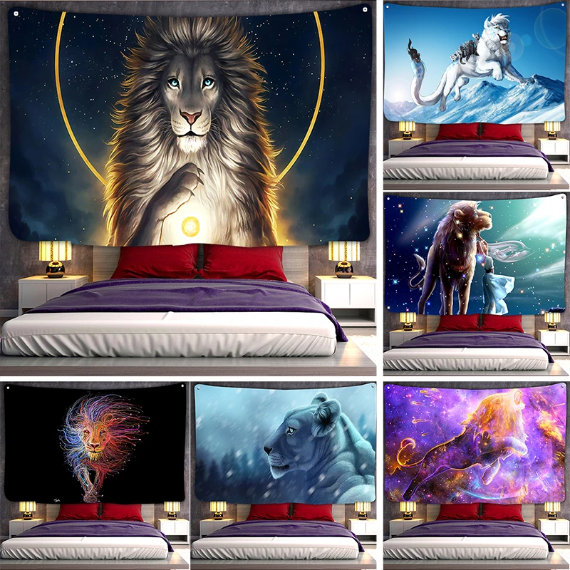 Lion Animal Wall Tapestry Chakra Yoga Meditation Zen Living Bedroom