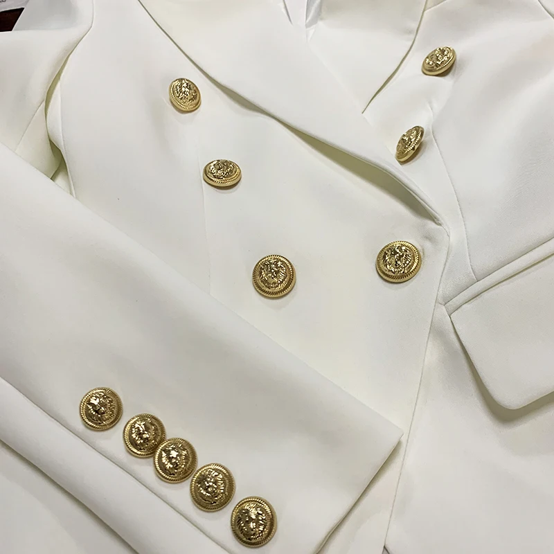TOP QUALITY New Fashion 2024 Designer Jacket Women's Classic Double Breasted Metal Lion Buttons Blazer Outer Size S-5XL 6